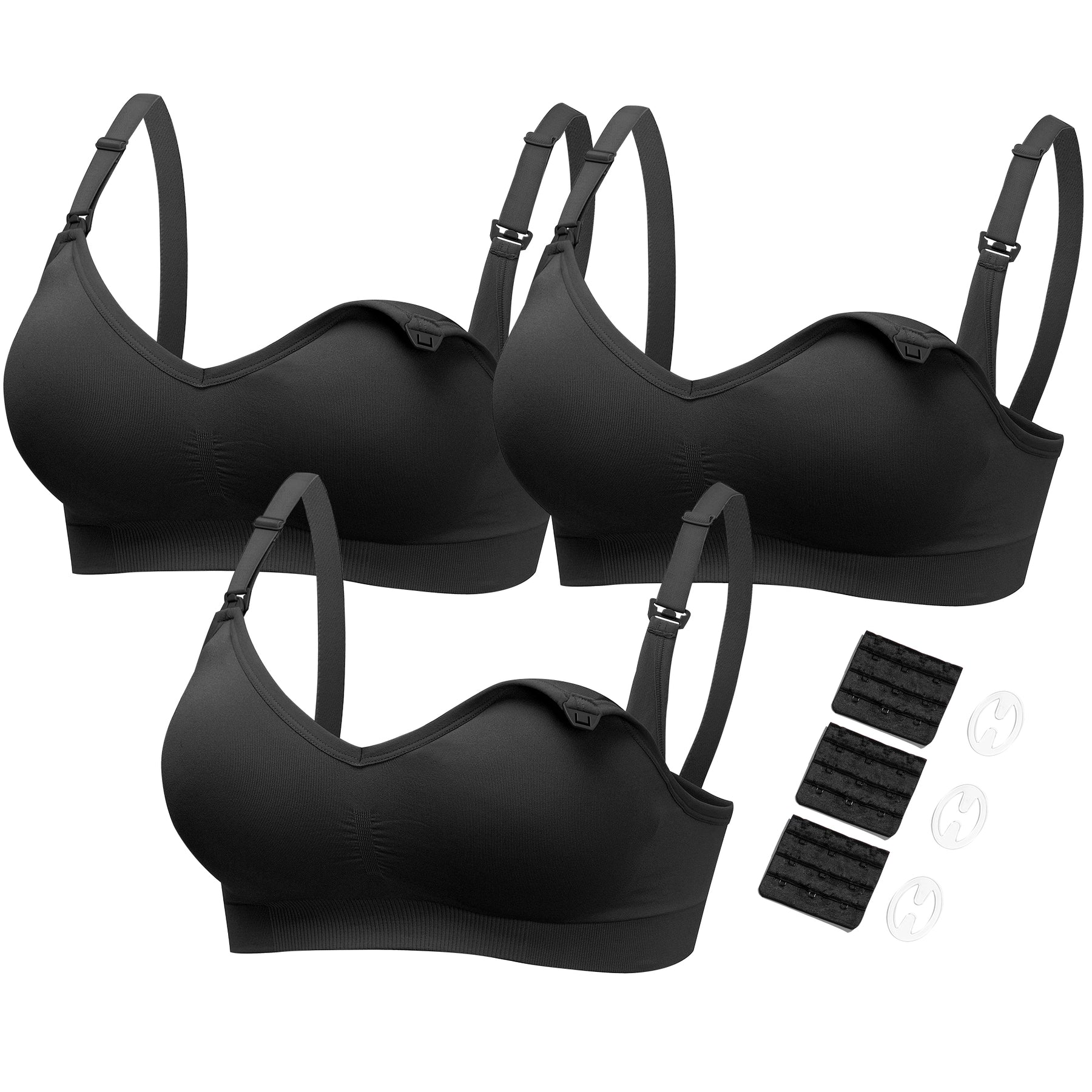 3 Pack Seamless Deep V Neck Push Up Nursing & Maternity Bras