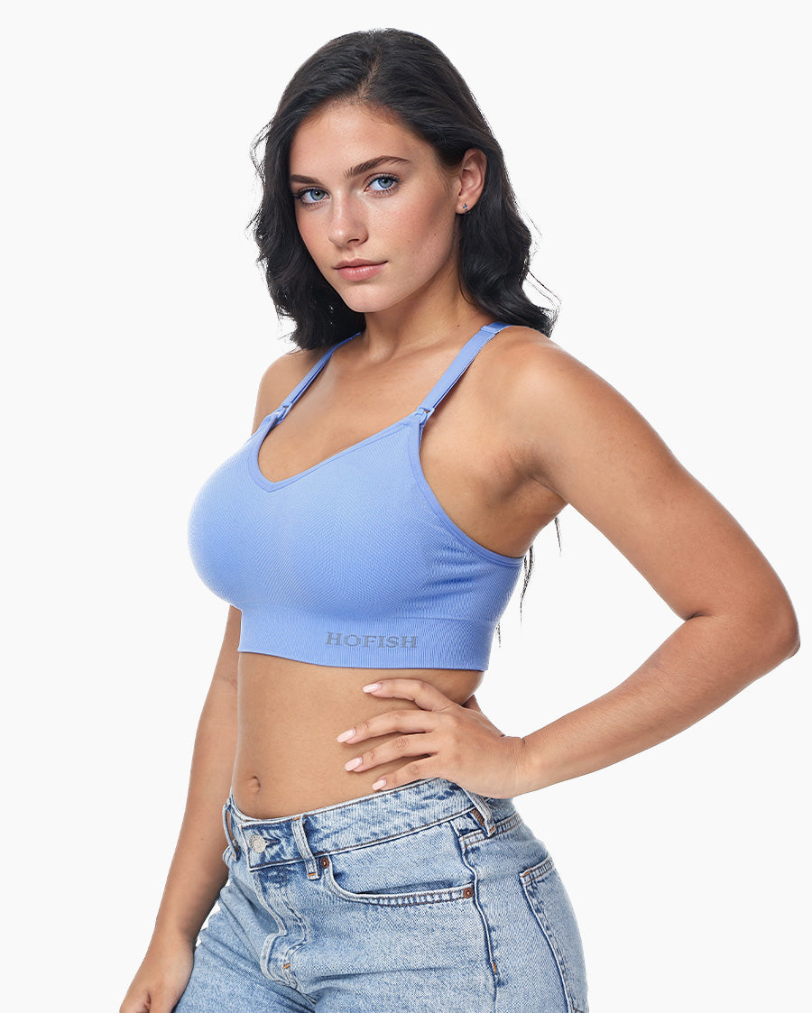 HOFISH Sports Nursing Bra Racerback High Impact with Thick Straps for  Breastfeeding Support During Pregnancy and Beyond Blue S at  Women's  Clothing store
