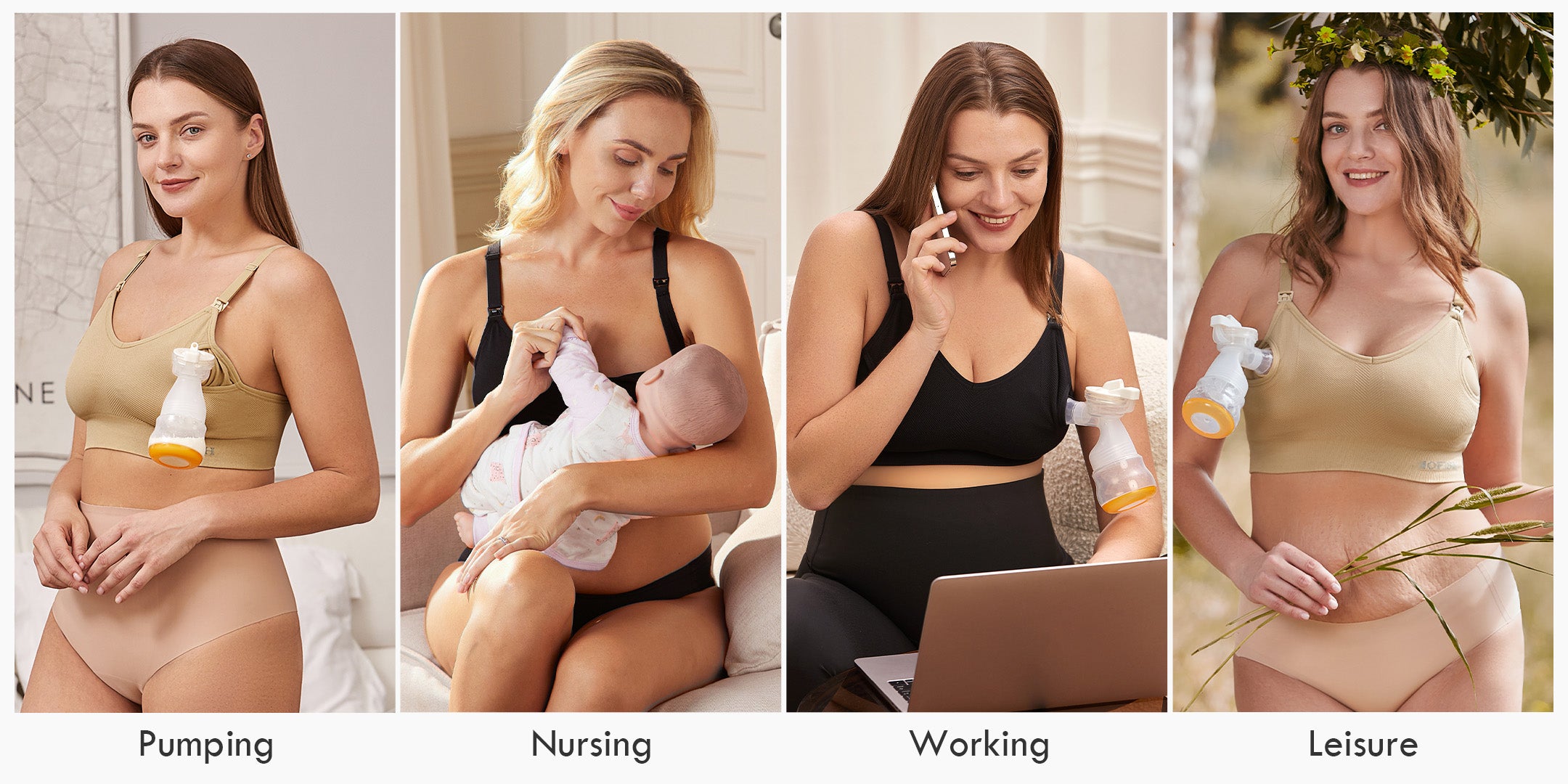 HOFISH Women's Maternity Bra for Breastfeeding Lace Nursing Bras Comfy for  Pregnancy, Newly Upgraded Lace: Beige, L: Buy Online at Best Price in Egypt  - Souq is now