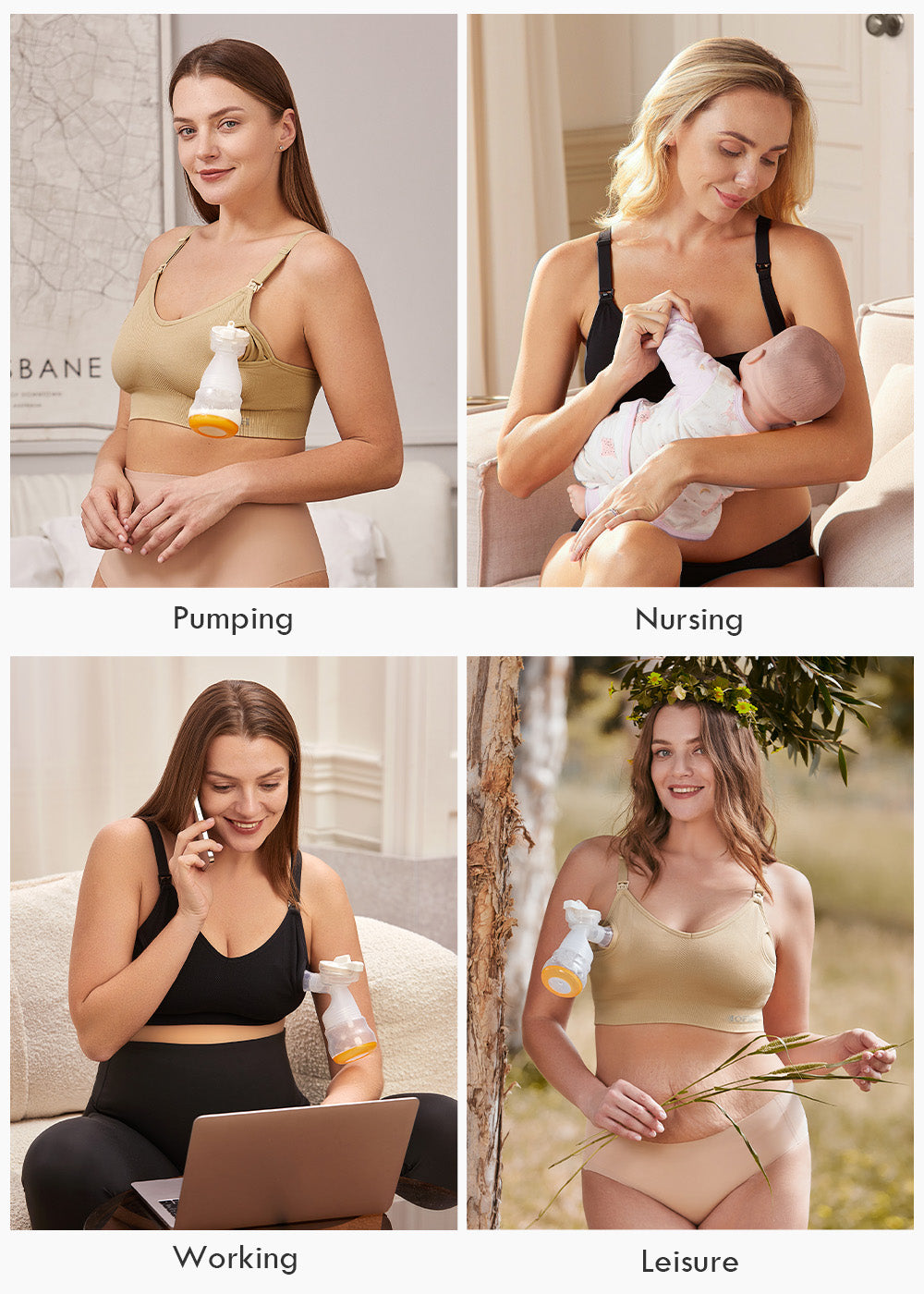 HOFISH Women's Breast Feeding Tops,Maternity Nursing Cami with Build in  Shelf Bra, Greyblackwhite, X-Large : : Clothing, Shoes &  Accessories