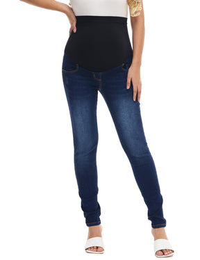 Seluar Jeans Kurus Sokongan Wanita HOFISH Di Atas Perut Seluar Denim Kehamilan Meregangkan Keselesaan Utimate