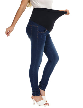Seluar Jeans Kurus Sokongan Wanita HOFISH Di Atas Perut Seluar Denim Kehamilan Meregangkan Keselesaan Utimate