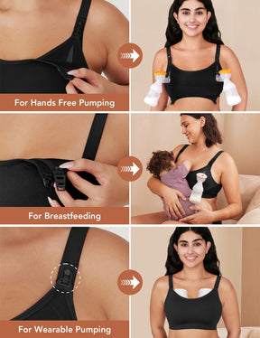 Pumping Bra Hands Free Seamless Comfort PatentedClasps Nursing and Pumping Bra in One Breast Pump Bra All Day Wear