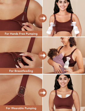 Pumping Bra Hands Free Seamless Comfort PatentedClasps Nursing and Pumping Bra in One Breast Pump Bra All Day Wear