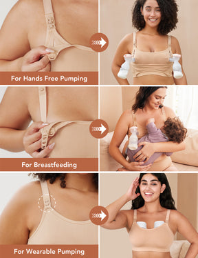 Pumping Bra Hands Free Seamless Comfort PatentedClasps Nursing and Pumping Bra in One Breast Pump Bra All Day Wear