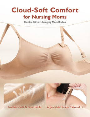 HOFISH 2 Pack Wire-Free Nursing Bra for Women - Triple Clips Space Lift Maternity Bra, Seamless Comfort for Breastfeeding