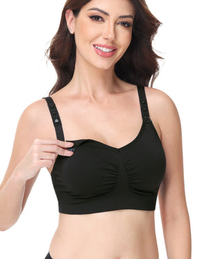 HOFISH 2 Pack Wire-Free Nursing Bra for Women - Triple Clips Space Lift Maternity Bra, Seamless Comfort for Breastfeeding