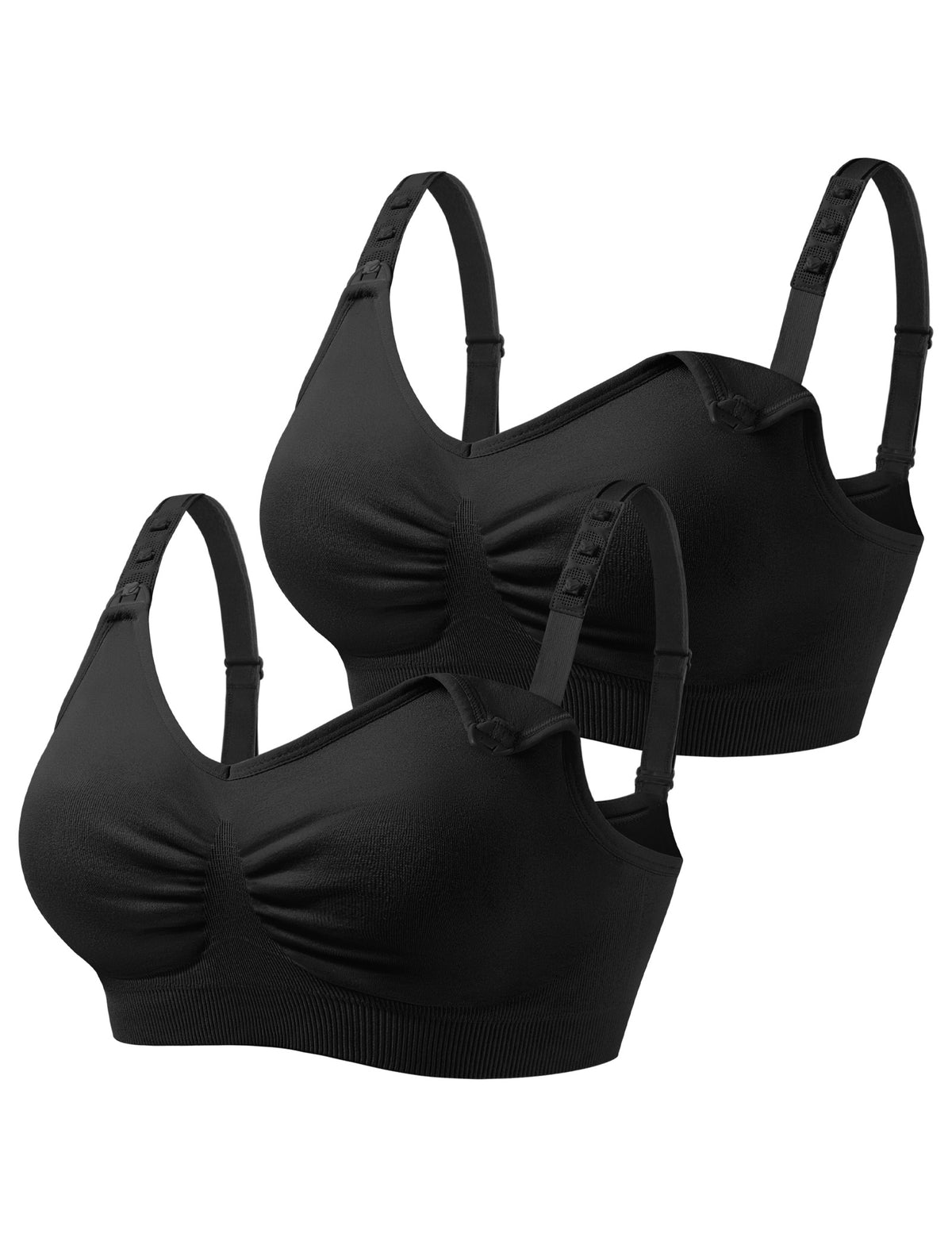 HOFISH 2 Pack Wire-Free Nursing Bra for Women - Triple Clips Space Lift Maternity Bra, Seamless Comfort for Breastfeeding