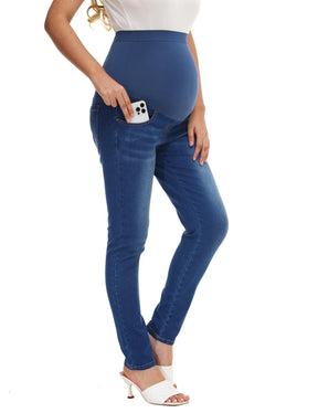 Seluar Jeans Kurus Sokongan Wanita HOFISH Di Atas Perut Seluar Denim Kehamilan Meregangkan Keselesaan Utimate