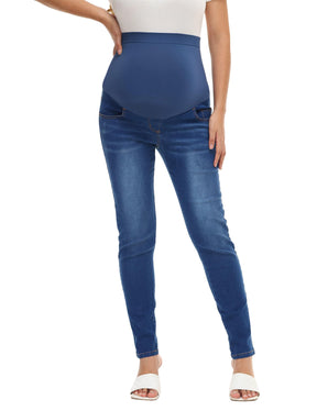 Seluar Jeans Kurus Sokongan Wanita HOFISH Di Atas Perut Seluar Denim Kehamilan Meregangkan Keselesaan Utimate