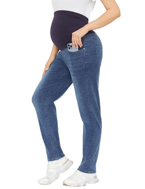 Seluar Jeans Kurus Sokongan Wanita HOFISH Di Atas Perut Seluar Denim Kehamilan Meregangkan Keselesaan Utimate