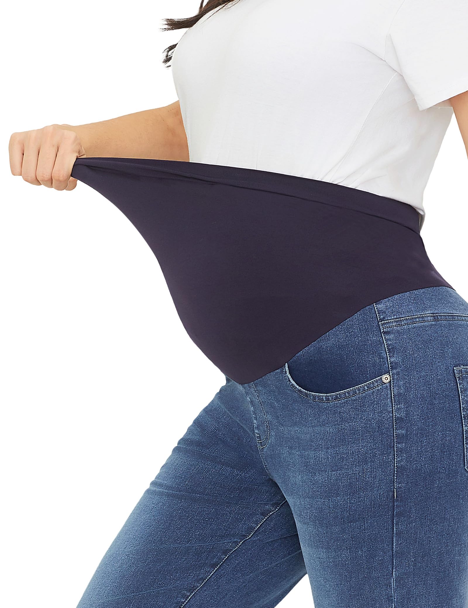 Seluar Jeans Kurus Sokongan Wanita HOFISH Di Atas Perut Seluar Denim Kehamilan Meregangkan Keselesaan Utimate