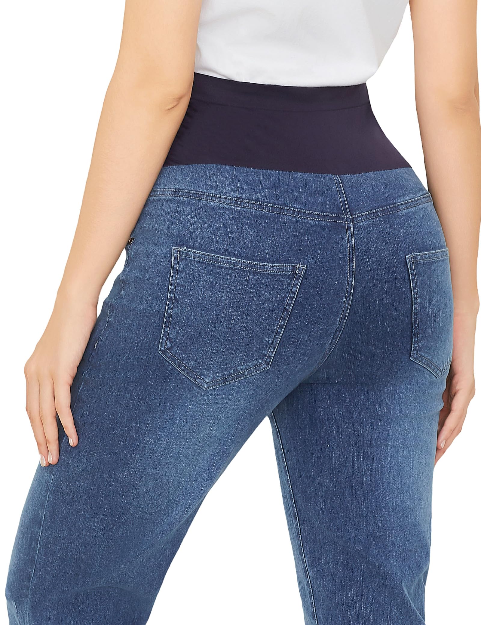 Seluar Jeans Kurus Sokongan Wanita HOFISH Di Atas Perut Seluar Denim Kehamilan Meregangkan Keselesaan Utimate