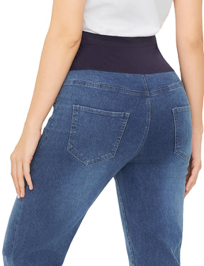 Seluar Jeans Kurus Sokongan Wanita HOFISH Di Atas Perut Seluar Denim Kehamilan Meregangkan Keselesaan Utimate