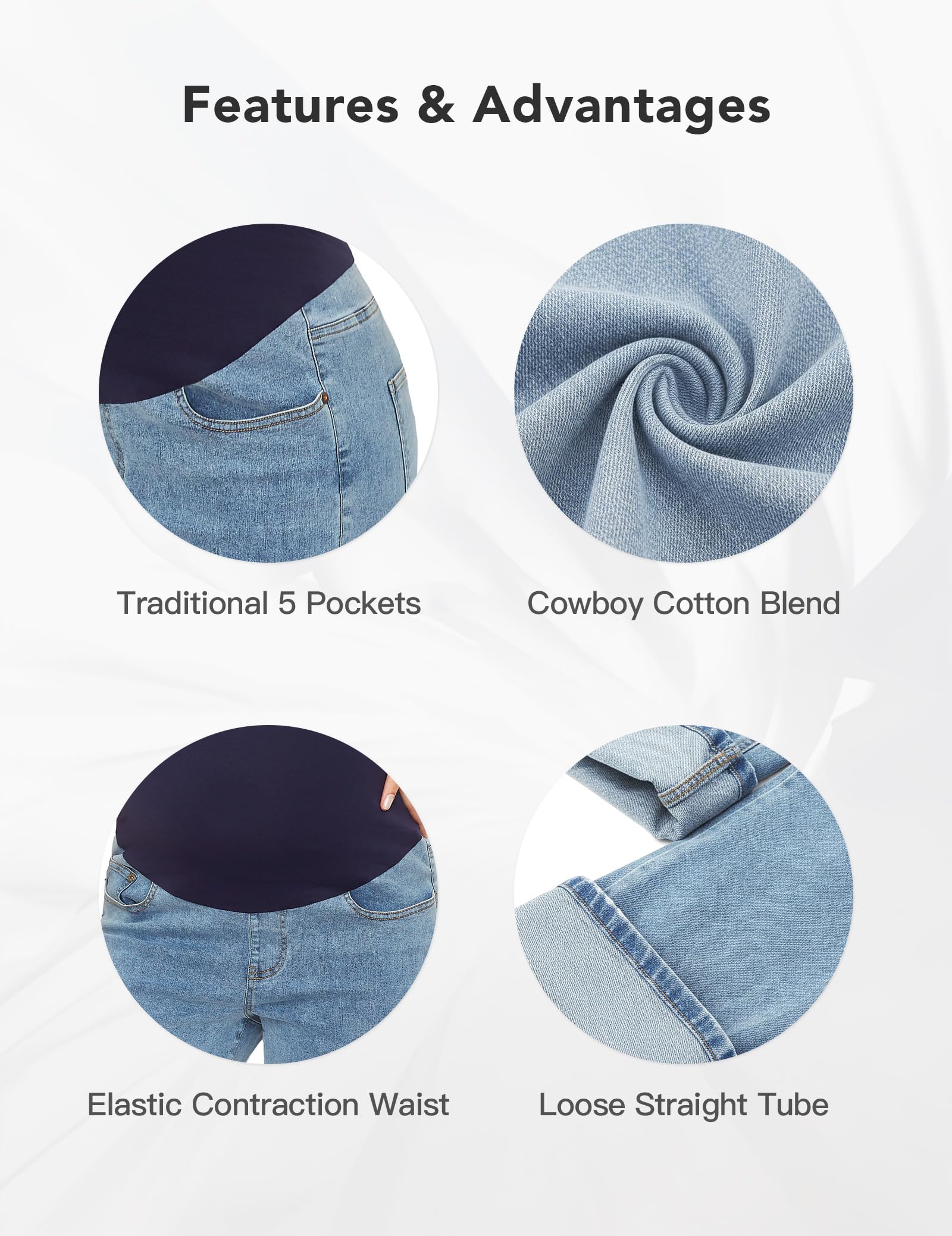 Seluar Jeans Kurus Sokongan Wanita HOFISH Di Atas Perut Seluar Denim Kehamilan Meregangkan Keselesaan Utimate