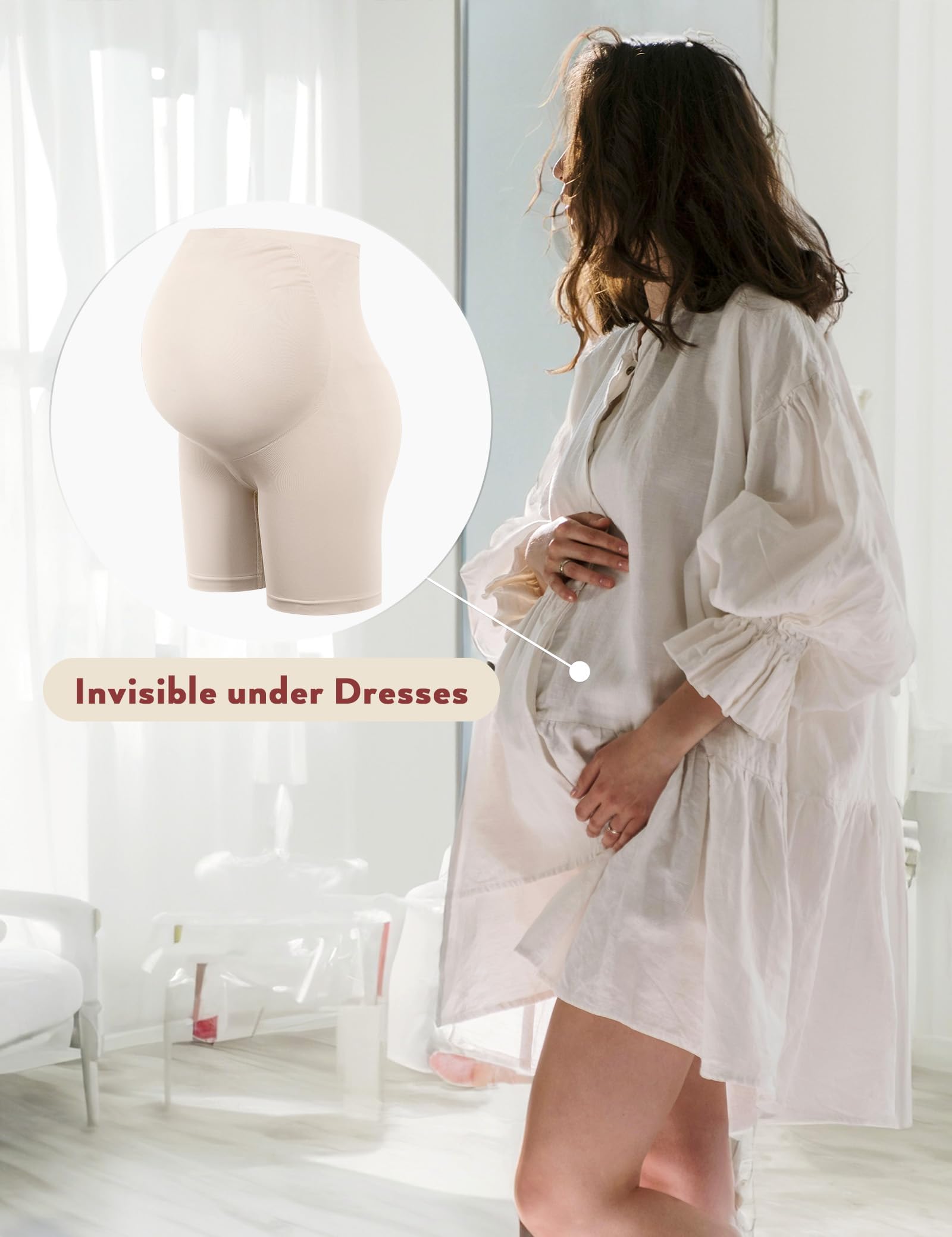 HOFISH Maternity Support Underwear for Women No Show Seamless Pregnancy Compression Shapewear Over Bump