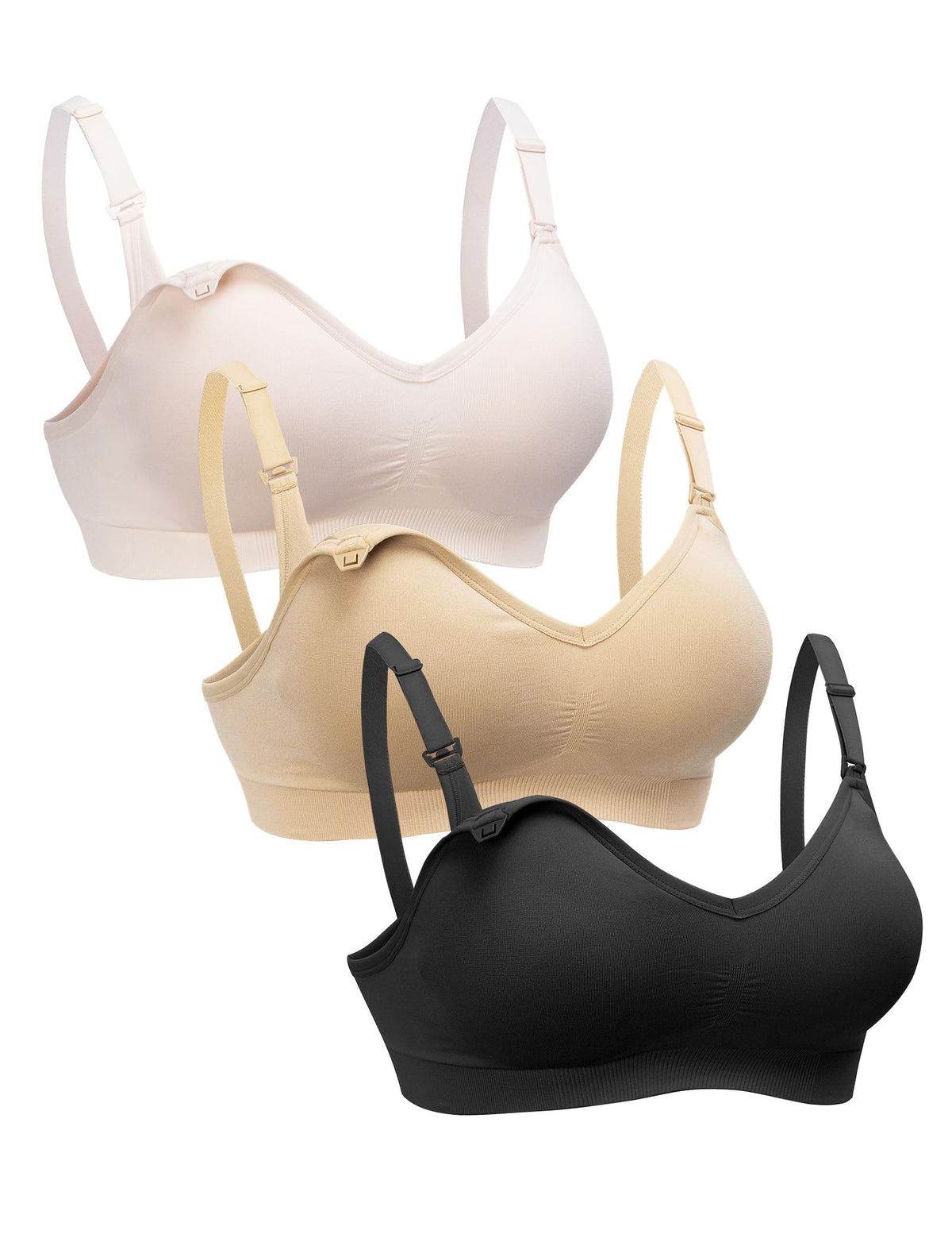 3 Pack Seamless Deep V Neck Push Up Nursing & Maternity Bras