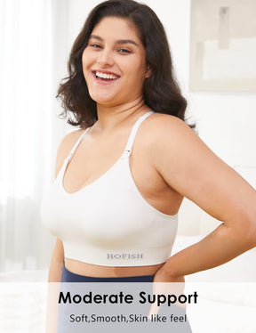 HOFISH Seamless Support Nursing Bra Medium Impact Maternity Nursing Sports Bras Breastfeeding Bra for Pregnancy Postpartum