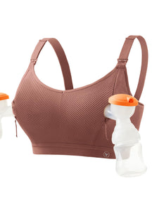 Pumping Bra Hands Free Zip Opening Design Seamless Nursing Bras for Breastfeeding High Support Nursing & Pumping Bra