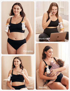 HOFISH Women's Seamless All-in-One Hands Free Pumping Bra Supportive Maternity Nursing & Everyday Bra