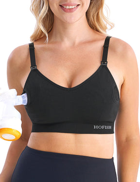 HOFISH Pumping Bra Hands Free Nursing Sports for Pregnancy Breastfeeding Women's Maternity & Adjustable Seamless