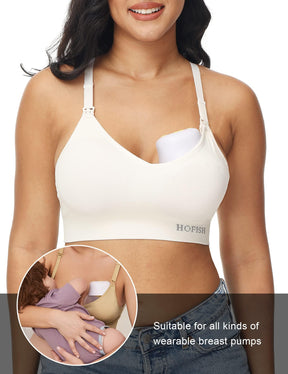 HOFISH Seamless Support Nursing Bra Medium Impact Maternity Nursing Sports Bras Breastfeeding Bra for Pregnancy Postpartum