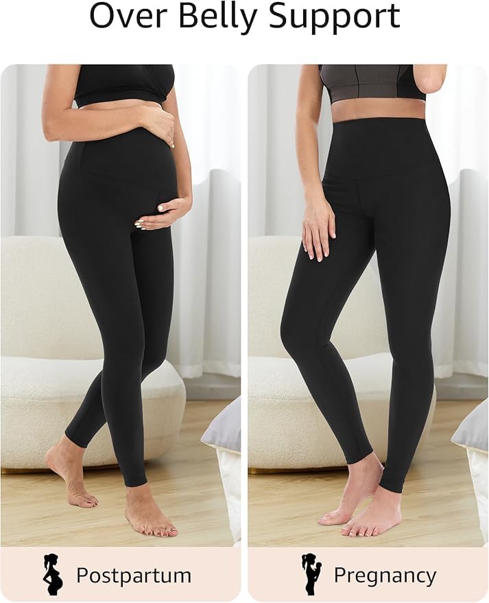 HOFISH Maternity Leggings, Yoga Pants, Pregnancy Leggings Over The Belly Workout Active Wear