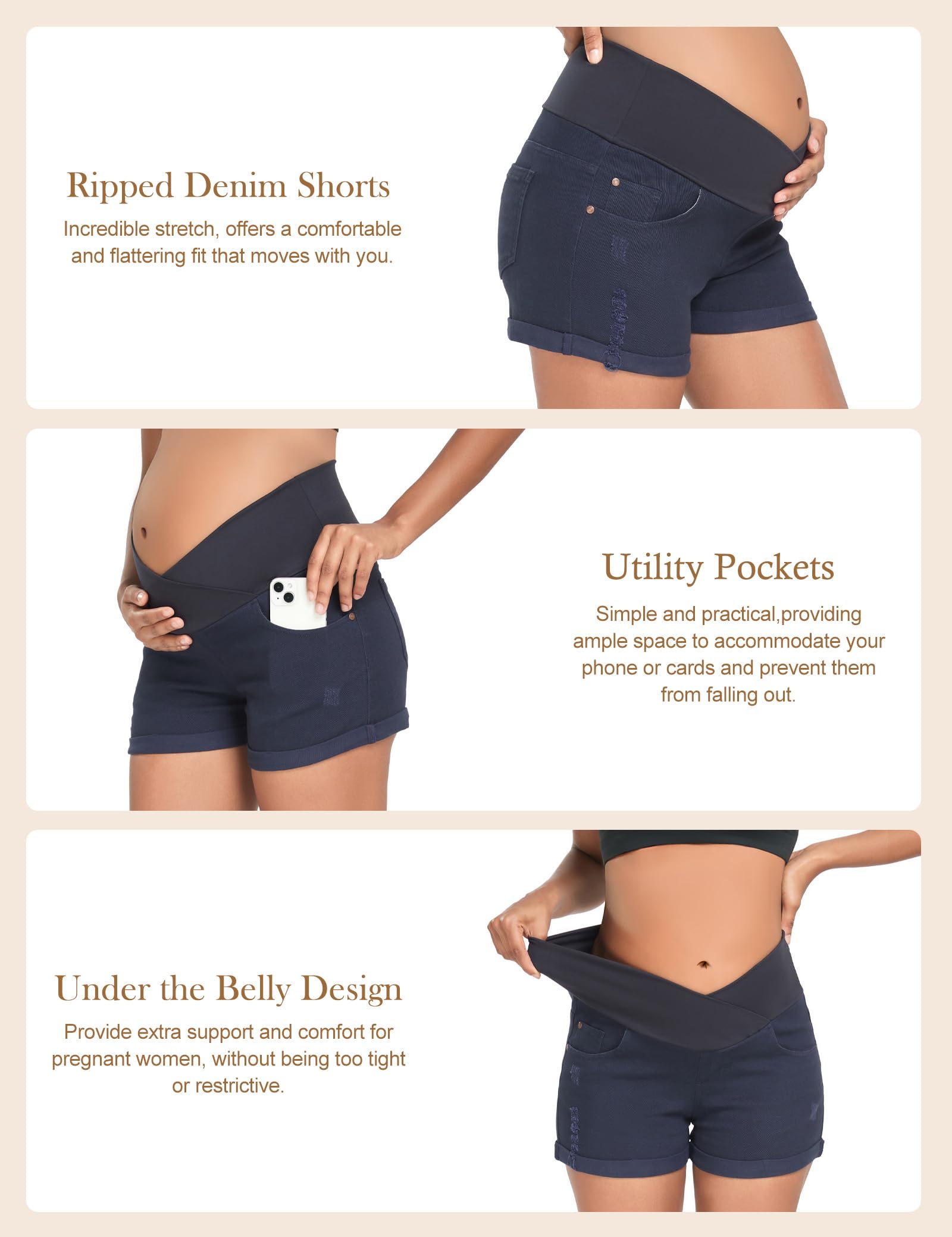 Women's Super Comfy Maternity Skinny  Shorts 51