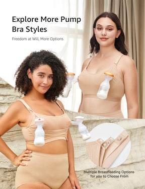 HOFISH Women's Seamless All-in-One Hands Free Pumping Bra Supportive Maternity Nursing & Everyday Bra