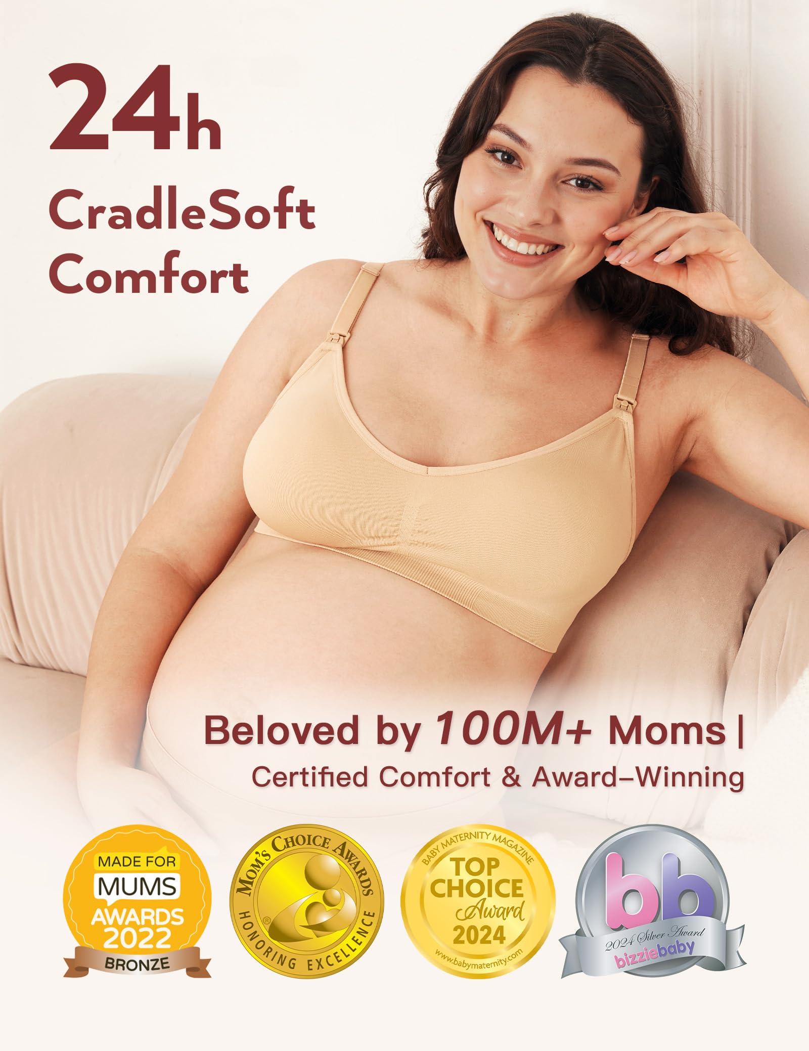 3 Pack Seamless Deep V Neck Push Up Nursing & Maternity Bras