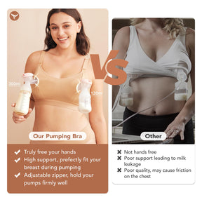 Pumping Bra Hands Free Zip Opening Design Seamless Nursing Bras for Breastfeeding High Support Nursing & Pumping Bra