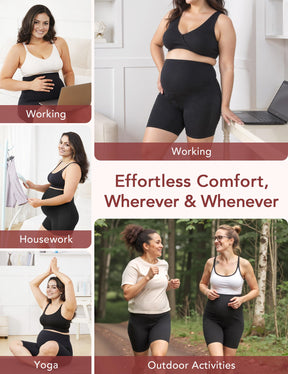 HOFISH Maternity Shorts for Women Over The Belly Pregancy Biker Shorts Workout Active Running Short Pants with Pockets