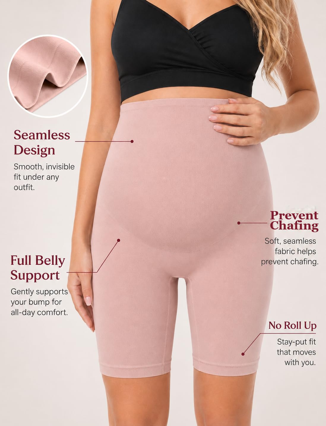 HOFISH Maternity Support Underwear for Women No Show Seamless Pregnancy Compression Shapewear Over Bump