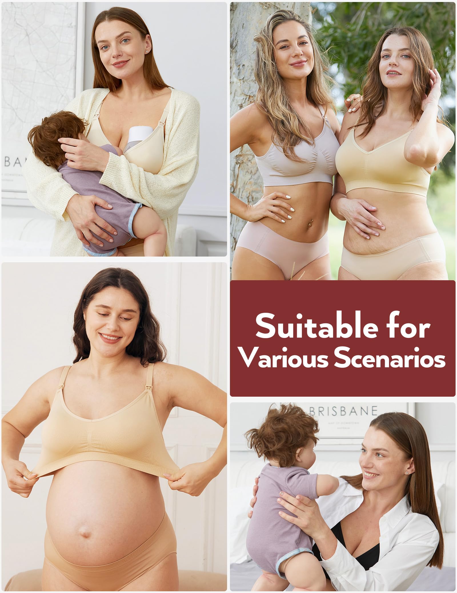3 Pack Seamless Deep V Neck Push Up Nursing & Maternity Bras