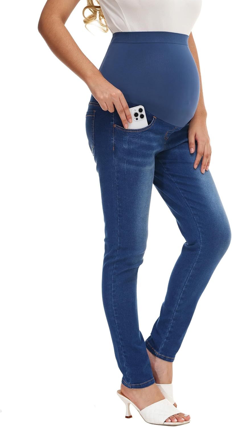HOFISH Women's Support Skinny Jeans Over The Belly Utimate Comfort Stretchy Pregnancy Denim Pants