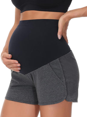 HOFISH Women's Maternity Shorts Over The Belly Cotton Casual Pregnancy Workout Sleep Shorts with Pocket