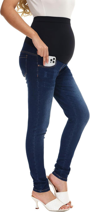 HOFISH Women's Support Skinny Jeans Over The Belly Utimate Comfort Stretchy Pregnancy Denim Pants