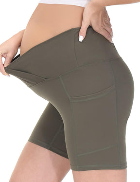 HOFISH Maternity Yoga Shorts Over The Belly Active Workout Summer Running Short Pants with Pockets