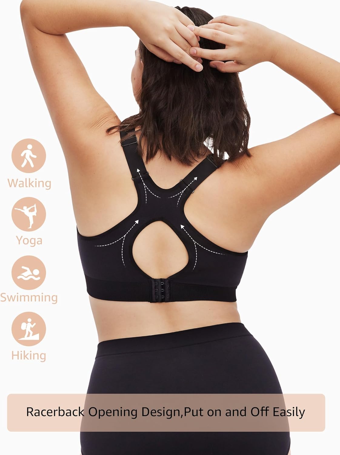 HOFISH Nursing Bras for Breastfeeding, Medium Support Nursing Sports Bra Wireless Comfort Maternity Bra
