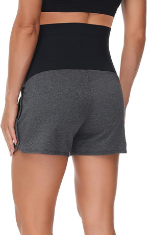 HOFISH Women's Maternity Shorts Over The Belly Cotton Casual Pregnancy Workout Sleep Shorts with Pocket