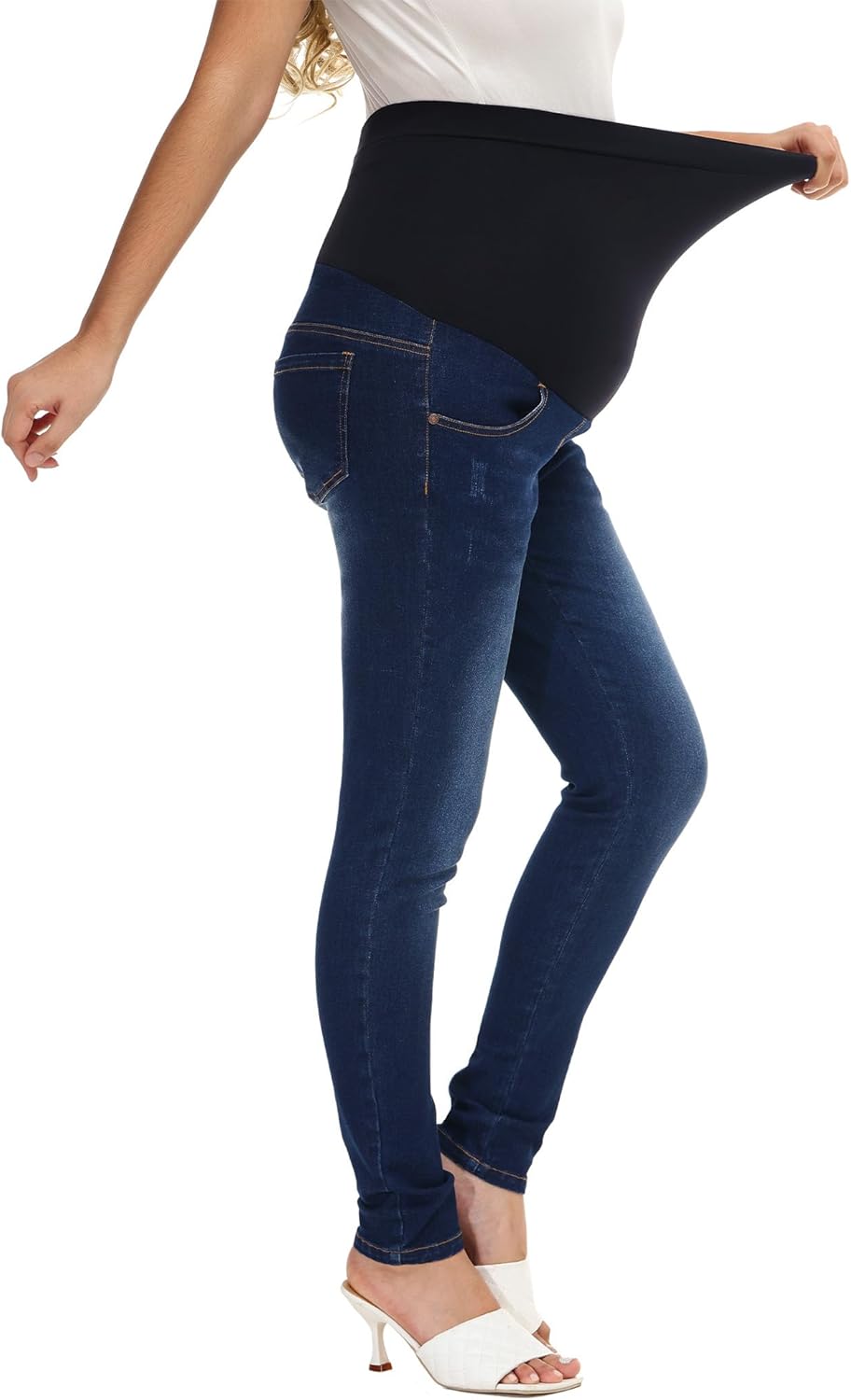 HOFISH Women's Support Skinny Jeans Over The Belly Utimate Comfort Stretchy Pregnancy Denim Pants