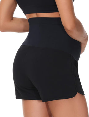 HOFISH Women's Maternity Shorts Over The Belly Cotton Casual Pregnancy Workout Sleep Shorts with Pocket