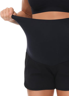 HOFISH Women's Maternity Shorts Over The Belly Cotton Casual Pregnancy Workout Sleep Shorts with Pocket