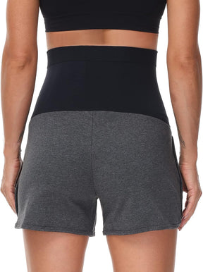 HOFISH Women's Maternity Shorts Over The Belly Cotton Casual Pregnancy Workout Sleep Shorts with Pocket
