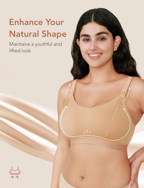 Pumping Bra Hands Free Zip Opening ZipPump Bra Seamless Nursing Bras for Breastfeeding Support Nursing & Pumping Bra in One