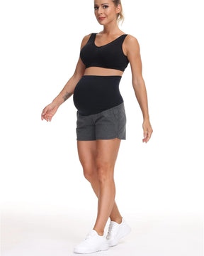 HOFISH Women's Maternity Shorts Over The Belly Cotton Casual Pregnancy Workout Sleep Shorts with Pocket