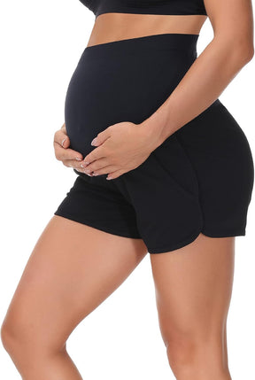 HOFISH Women's Maternity Shorts Over The Belly Cotton Casual Pregnancy Workout Sleep Shorts with Pocket