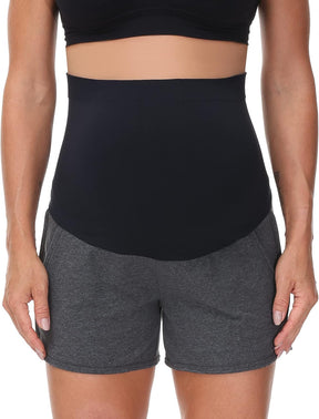 HOFISH Women's Maternity Shorts Over The Belly Cotton Casual Pregnancy Workout Sleep Shorts with Pocket