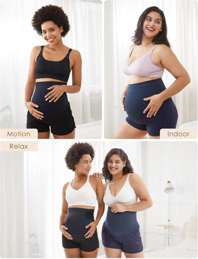 HOFISH Women's Maternity Shorts Over The Belly Cotton Casual Pregnancy Workout Sleep Shorts with Pocket