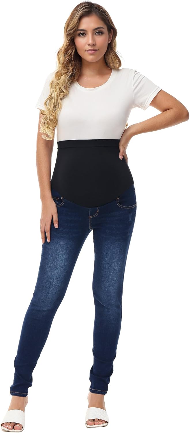 HOFISH Women's Support Skinny Jeans Over The Belly Utimate Comfort Stretchy Pregnancy Denim Pants